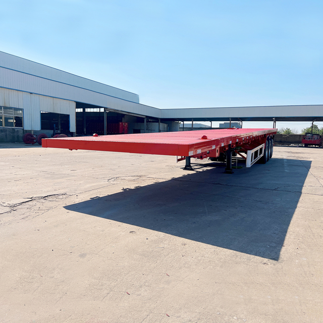 The Plate Flatbed Semi Trailer for High Strength Steel Material Transport 30-60 Tons 3 Axles