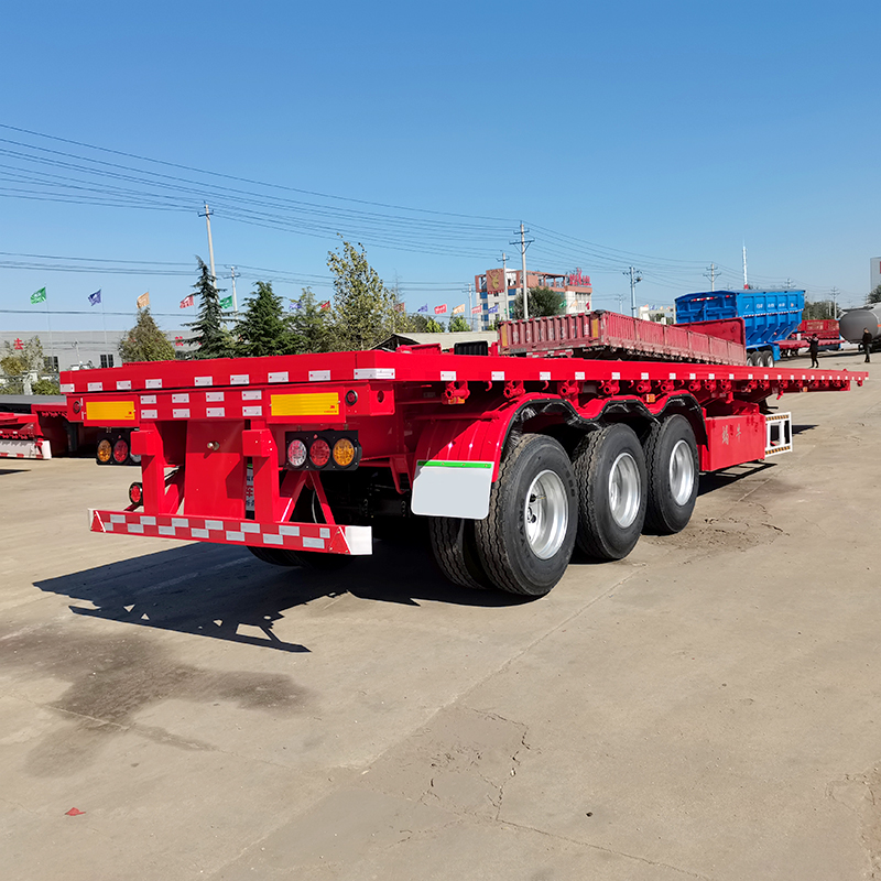 The Plate Flatbed Semi Trailer for High Strength Steel Material Transport 30-60 Tons 3 Axles